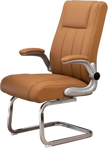 Silla De Oficina Acolchada, Asiento Giratorio De Alta Gama - Silla De Escritorio Trasero Alto Con Reposo En El Brazo, Disponibilidad De Cojines, Hecha De Cuero Falso, Silla De Computadora(Color:Brown)