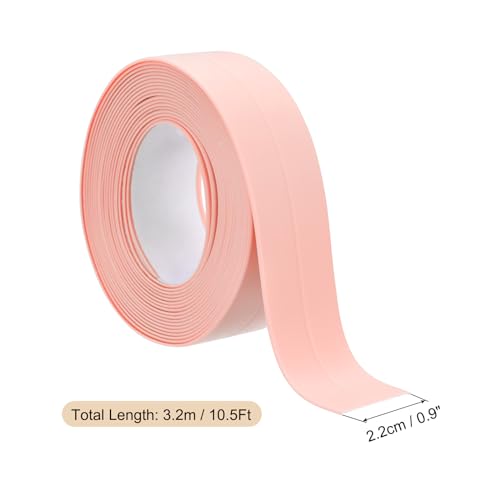 Image of Uxcell 4 Rolls Caulk Tape, 0.9 inch x 10.5Ft PVC Waterproof Self-Adhesive Sealing Strip for Kitchen Bathroom Toilet Sink Floor Corner Edge With Sealing Tool, Pink