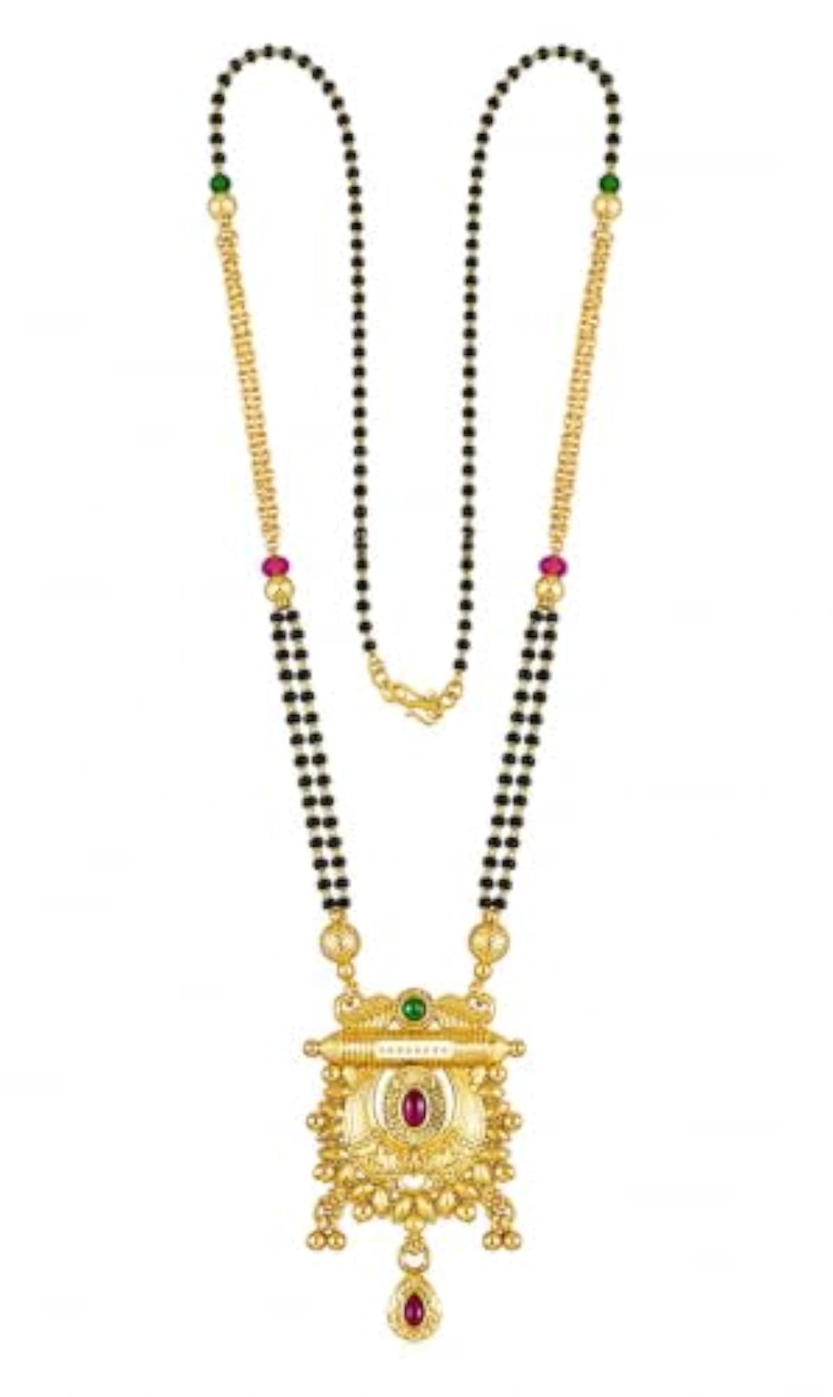 Women's Traditional Long Mangalsutra with Gold Plated Pendant