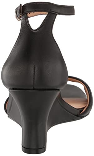 Naturalizer Womens Vera Wedge Ankle Strap Heeled Dress Sandal,Black Leather,8W #TOP2