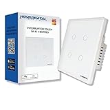 NovaDigital Interruptor Inteligente 4x4 Wi-Fi 4 botões Touch Screen Alexa Google Home Tuya Smart Life
