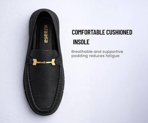 Image of Kraasa Men's Casual Loafers | Synthetic Leather Upper | Comfortable PU Sole | Slip-On Buckle Office, Party Shoes