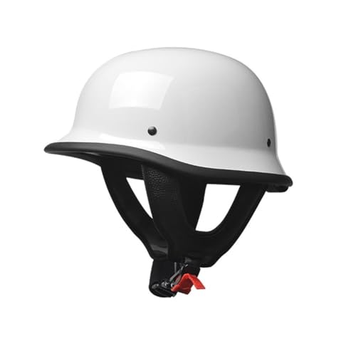 Weiß Deutscher Motorradhelm Retro-Halbschalenhelm für Erwachsene sicher leicht belüftet geräuschreduzierend für Roller Pendler Street Cruiser M/57-58cm