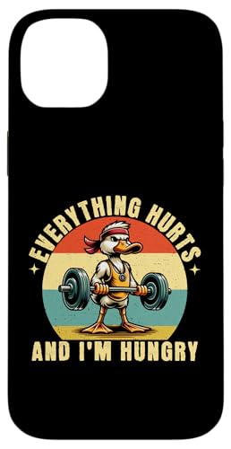 Everything Hurts and I'm Hungry Funny Gym Duck Carcasa para iPhone 14 Plus