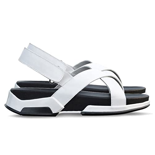 Mens Leisure Straps Sandals Fashion Thick Platform Genuine Leather Beach Slippers Casual Shoes Male(OneColor,7)2