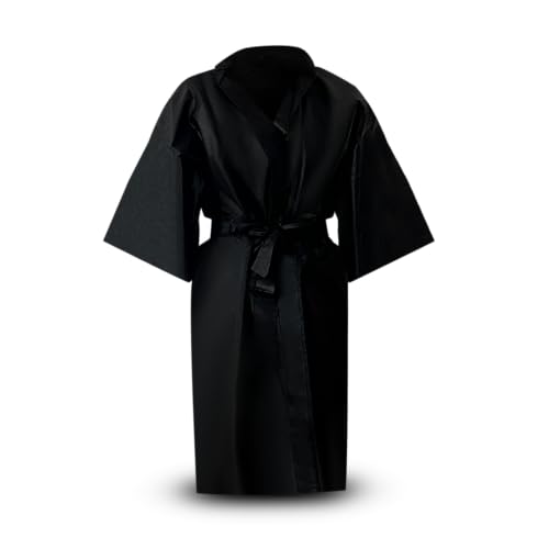 Kimono Desechable en TNT Color Negro 10 unidades | Bata Desechable para Tratamientos 65 cm ancho x 95 cm alto