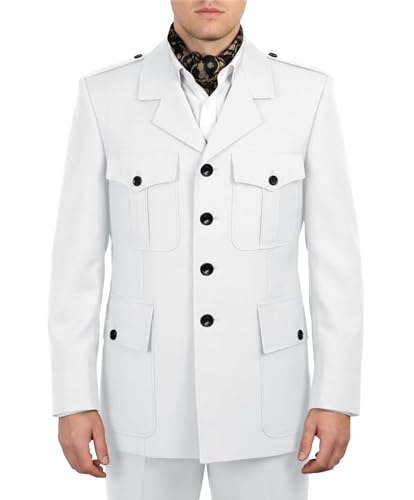 ZHOUYOPINPAI Mens Navy Captain Costume 2-Piece Yacht Club Uniform Set Includes Jacket Pants for Party & Role Play M