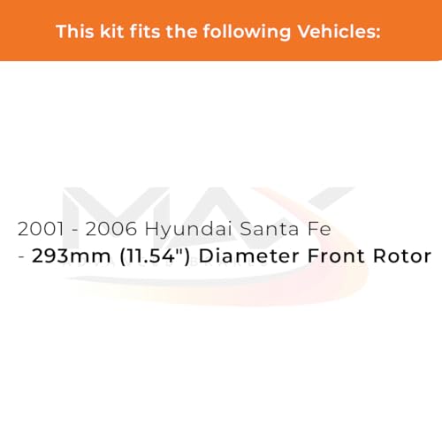 Image of Max Advanced Brakes Front Brake Kit Compatible With 2001 2002 2003 2004 2005 2006 Hyundai Santa Fe w / 11.54 inch Frt Rotor Replacement Premium OE Disc Brake Rotors and Ceramic Brake Pads