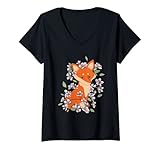 Photo Gallery donna volpe kawaii con sakura e fiori di ciliegio e volpe maglietta con collo a v Photo Gallery donna volpe kawaii con sakura e fiori di ciliegio e volpe maglietta con collo a v