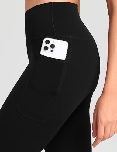 HeyNuts Workout Pro/Yoga Pro 7/8 Leggings with Side Pockets for Women, High Waisted Tummy Control Compression Pants 25''