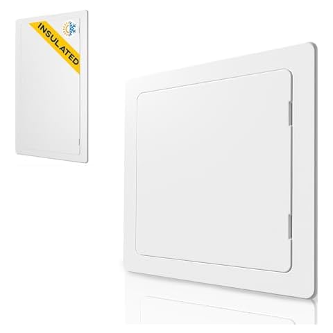 Access Panel for Drywall - 12x12 / 6x9 Insulated - Wall Hole Cover - Access Door - Plumbing Access Panel for Drywall - Heavy Durable Plastic White Cover