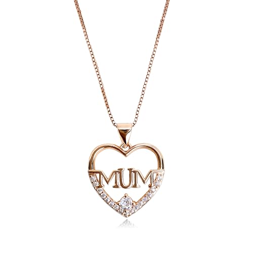 Moivita Heartfelt Tribute Necklace for Mum - Sparkling MUM Engraved Pendant in 22K Gold Gift for Mum
