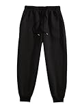 RoseSeek Men's Drawstring Waist Cropped Jogger Pants Casual Loose Sweatpants Trousers with Pockets Black Large