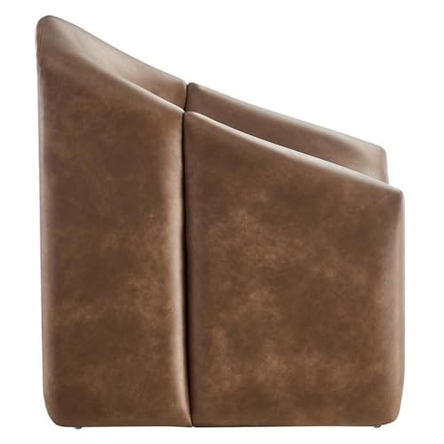 Sillón con tapizado vegano y estructura metálica marrón miniatura 6