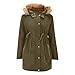 Womens Long Maternity Jacket Zip Up 2 in 1 Fur Trim Hooded Coat with Pockets Plus Size Drawstring Waist Puffer Jackets Warm Winter Military Down Coats for Women Parka Jacket Waterproof Loose Fit Coat