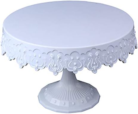 8.9-Inch Diameter | Victorian Fine Round Pedestal Plastic Cake Stand Off White One Tier Plastic Cake Stand & Cupcake Stands for Party