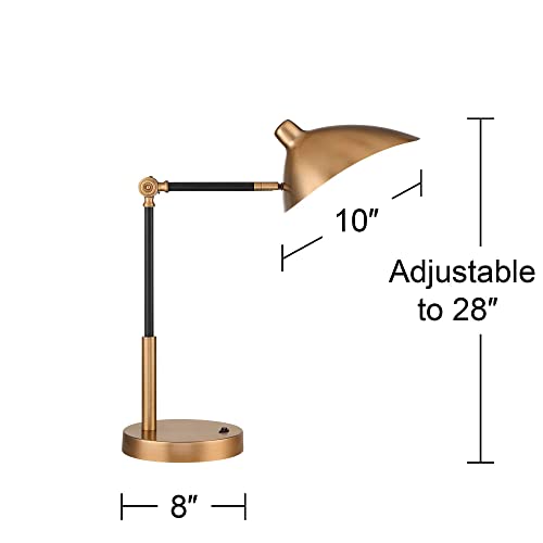 wall lamp Colborne Mid Century Modern Industrial Desk Table Lamp LED with USB Charging Port 28" Tall Antique Brass Black for Living Room Bedroom House Bedside Nightstand Home Office wall lamp - Image 4