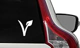 Vegan V Leaf Car Vinyl Sticker Decal Bumper Sticker for Auto Cars Trucks Windshield Custom Walls Windows Ipad Macbook Laptop Home and More (White)