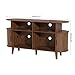 LUVIOHOME Large Round Record Player Stand with Charging Station & USB Ports，Record Storage Cabinet, Mid Century Modern Turntable Stand for Bedroom Living Room (Walnut)