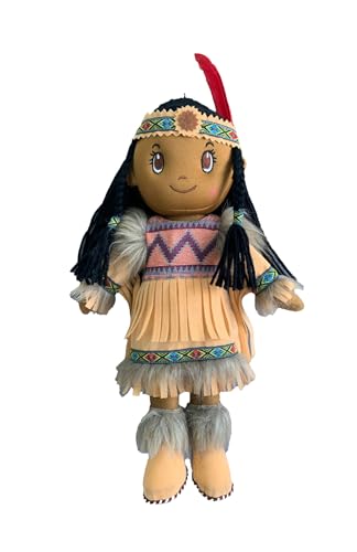 Kinnex Collections 14' Native American Indian Plush Rag Doll - DF14003 (Brown-Nizhoni)