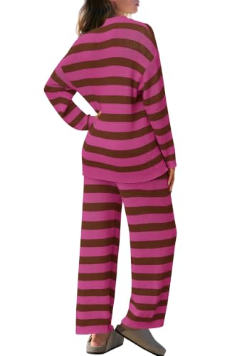 Image of SENSERISE Womens Striped Set Sweater Lounge Sets
