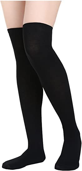 1 Pair Women Knee Socks High Socks, High Thigh Stockings, Non Slip, Stretch, Adjusted Calf, Soft, Non See Through, Suitable for Cosplay, Halloween, Party, Daily Wear, Black
