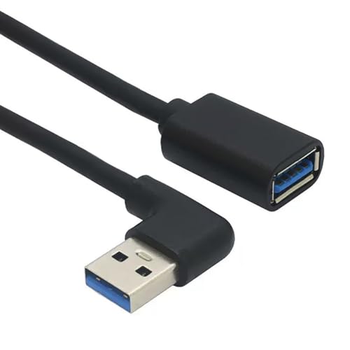 Gissroys Cable de extensión USB 3.0 de 90 grados en ángulo derecho/izquierdo, macho a hembra, cable adaptador para proteger dispositivos de computadora