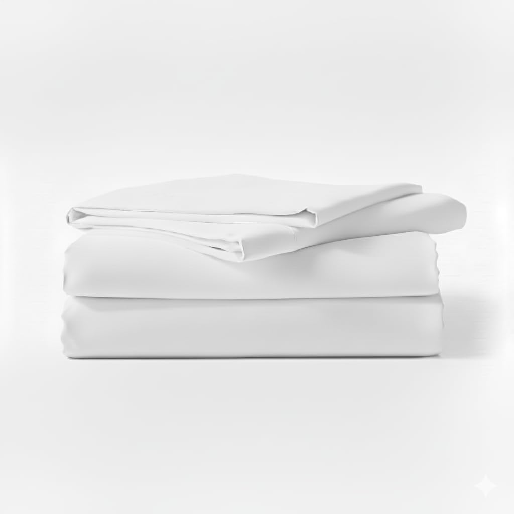 Royal Hotel 650 fili lenzuola – lenzuola senza pieghe – lenzuola ad acqua attaccate, misto cotone, lenzuola in rasatello, ipoallergeniche, 4 pezzi, king size, bianco