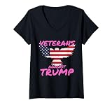 Womens Veterans Against Trump Funny Anti Trump Apparel V-Neck T-Shirt