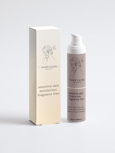 INNER GLOW BEAUTY Calm Veil Fragrance-Free Facial Moisturizer, Gentle Daily Hydration, Soothing Face Cream, For Sensitive, Easily Irritated, Delicate Skin, Morning Evening Use, Non-Greasy, 1.69 fl oz