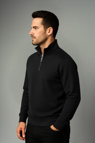 Image of Half Zipper Solid Sweatshirt for Men