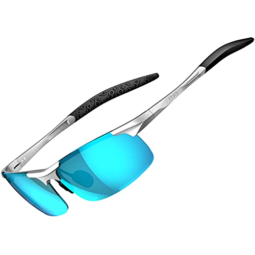 Attcl Men's Mirrored Driving Polarized Sunglasses For Men Al-Mg Metal Frame 8177-Silver-Blue #TOP22