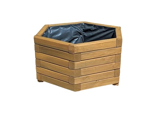 FKL DESIGN Home Deco Pflanzkasten aus Holz Pflanzkübel für GartenTerrasse Holzkasten Holzkübel Imprägniert D26 (Eiche, 51 x 44 x 23 cm)