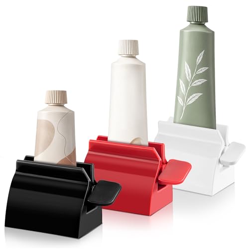 EVOULTES 3 Pack Toothpaste Squeezer Plastic Toothpaste Tube Squeezer Tube Squeezer Bathroom and Kitchen Gadgets for Various Tube Based Cosmetics and Sauces Home and Apartment Essentials