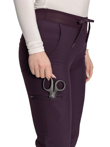 COZYFIT Women’s Scrub Pants, Drawstring Cargo Pants, Dark Purple, M - image 6
