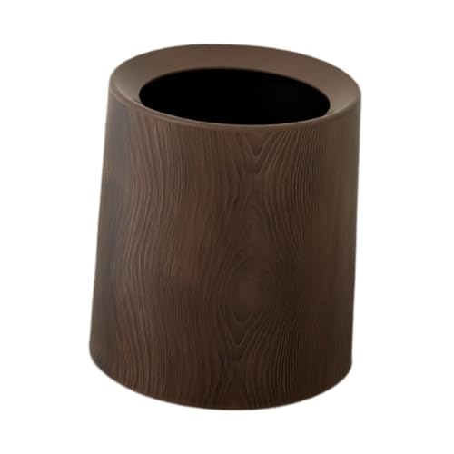 Papelera de imitación madera sin base de PP resistente y elegante para salón 7