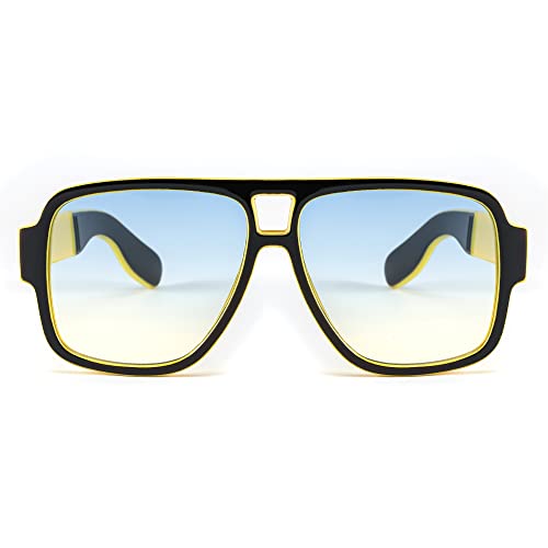 FEISEDY Retro 70s Oversized Pilot Sunglasses Women Men Plastic Vintage Square Frame B29542