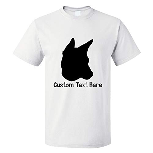 Custom Funny Graphic T Shirts for Men Portuguese Podengo Silhouette Cotton Top White Personalized Text Here 2X Large