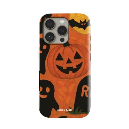 Image of MILLION CASES Back Cover Case for iPhone 15 Pro Scratch Resistant Anti-Slip Polycarbonate Shockproof Protective Durable Spooky Fest Crystal Case for Men & Boys