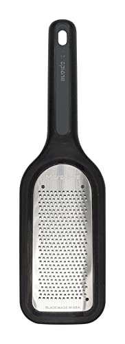 Microplane Select Series Fine Grater - Premium Stainless Steel Blade, Photo-Etched Technology for Razor-Sharp Precision, Non-Slip TPE Handle, Comfortable Grip, Fade-Proof Surface - Black