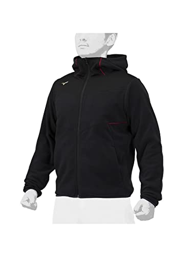 (ミズノ) MIZUNO フリースフーディ 22AW MP M ブラック×レッド