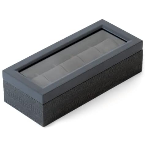 Estuche Organizador - Caja para Relojes de Dos Tonos con Diseño de Espiga de Madera Maciza con Pantalla de Vidrio Cover