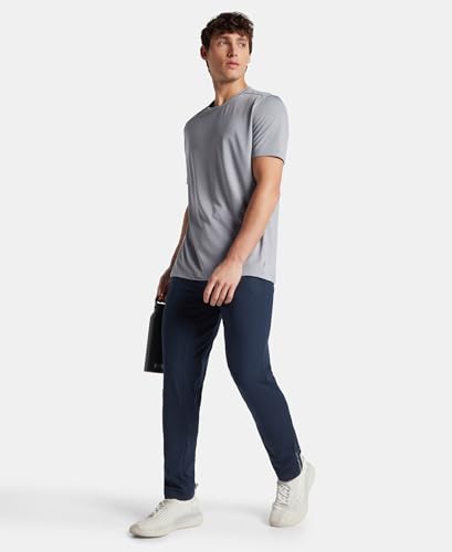 Image of Jockey MV37 Men Recycled Microfiber Elastane Stretch Fabric Round Neck Half Sleeve Breathable Mesh Active Wear T-Shirt