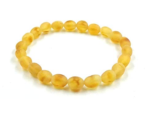 Pulsera de ámbar báltico natural sobre elástico, 19 cm, cuentas de ámbar...