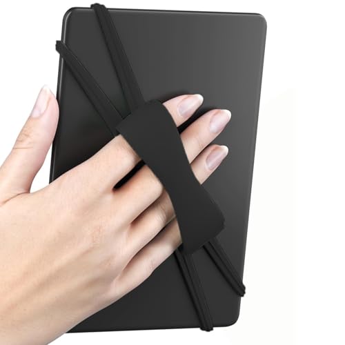 Goodliest Silicone Hand Strap for Kindle Tablets Universal High Elasticity Secure Lightweight E-Book Reader Finger Handle Grip Holder for Kindle Accessories Black