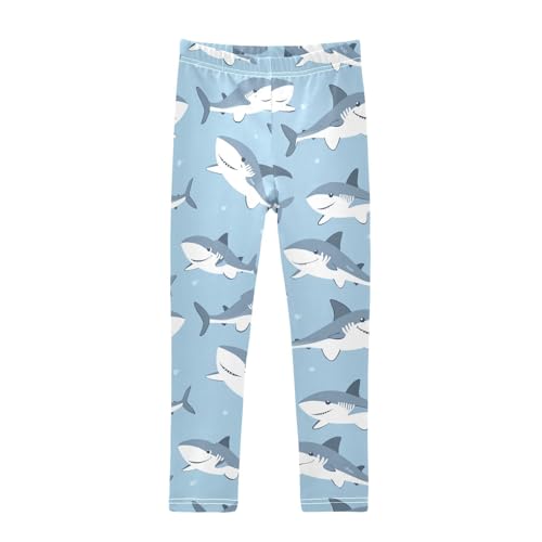 Cartoon Sharks Girls' Leggings Toddler Doodles Cute Kids Yoga Pants Dance Active Tights 4T