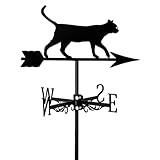 Metal Roof Black Cat Weathervane Durable Animals Ornament Wind Vane Wind Measuring Tool Weathercock for Garden Decoration Outdoor Farmhouse Farm Barn Sheds Patio Halloween