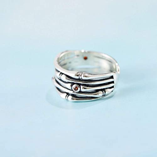 Bague ajustable originale pour mariage et fêtes, anneau argent et rouge - 4
