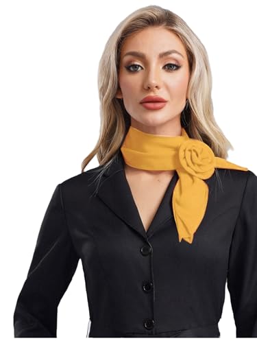 Hularka Womens Detachable Long Rose Scarves Chiffon Neckerchief Lightweight Flower Head Neck Scarf for Wedding2