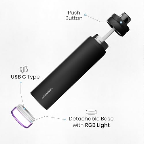 Image of Aquaminder Rio Prime+ Smart Water Bottle, 700 ml with Beep & Glow Reminder Double Wall Stainless Steel, Hot & Cold Retention, 15-Day Battery (Black)